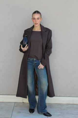 Cappotto lungo 3 bottoni - MORO