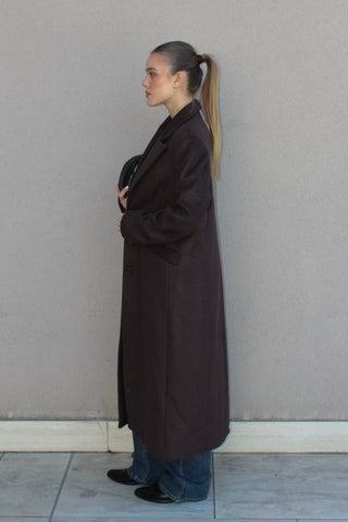 Cappotto lungo 3 bottoni - MORO
