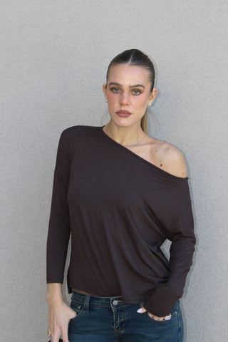 Maglia scollo barca - MARRONE