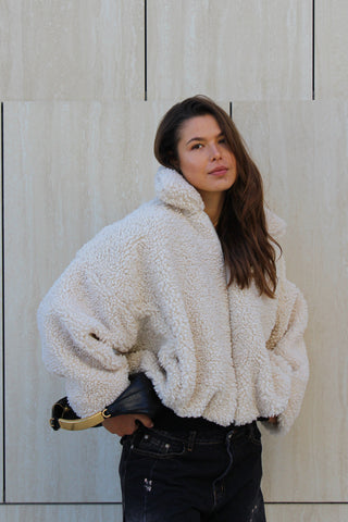 Bomber in ecopelliccia - ECRU