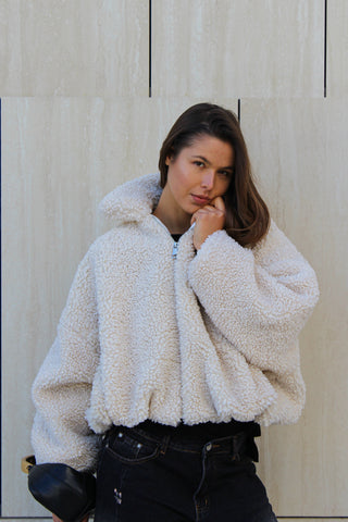 Bomber in ecopelliccia - ECRU