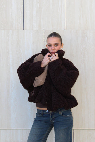 Bomber in ecopelliccia - MARRONE