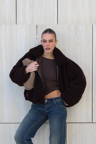 Bomber in ecopelliccia - MARRONE