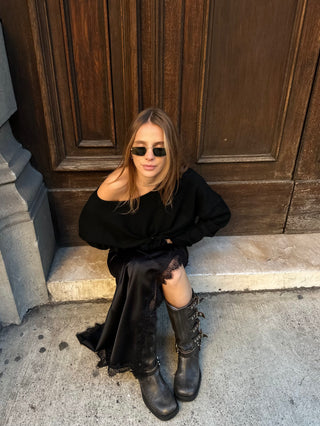 Maglia scollo barca - NERO