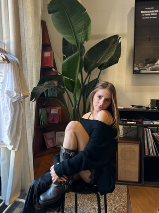 Maglia scollo barca - NERO