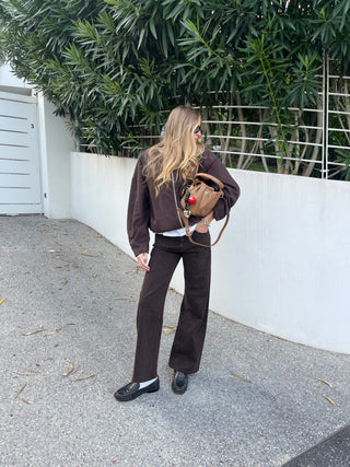 Jeans wide leg stampato - MORO