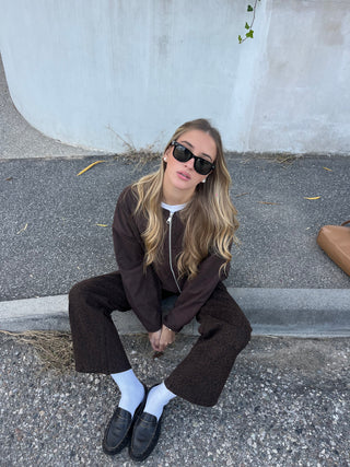 Bomber in ecopelle scamosciata - MARRONE