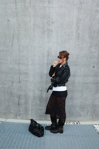 Gonna midi pizzo - NERO