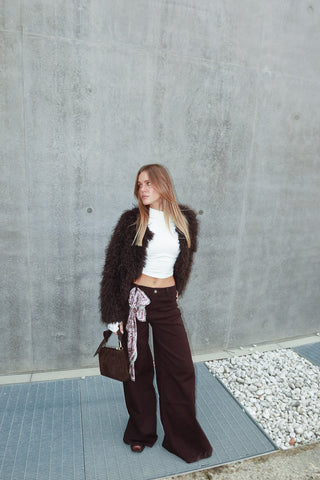 Jeans super ampio vita regolare - MARRONE