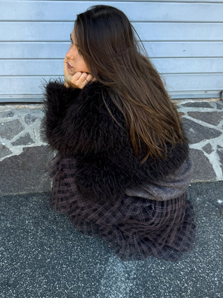 Gonna balze in tulle check - NERO/MORO