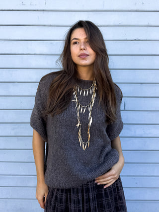 Pullover manica 3/4 - FANGO