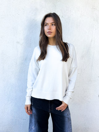 Maglia scollo barca - PANNA