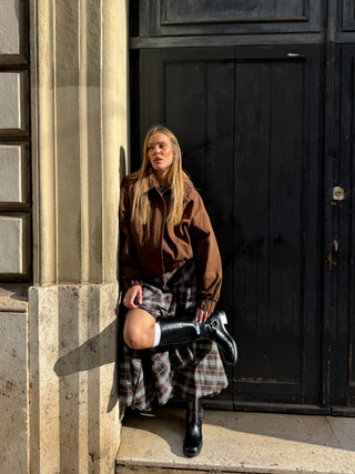 Gonna lunga a quadri - MARRONE