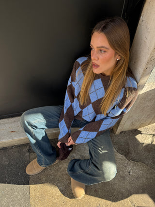 Paricollo a rombi - CELESTE/MORO