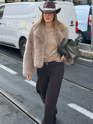 Giacca in ecopelliccia - BEIGE