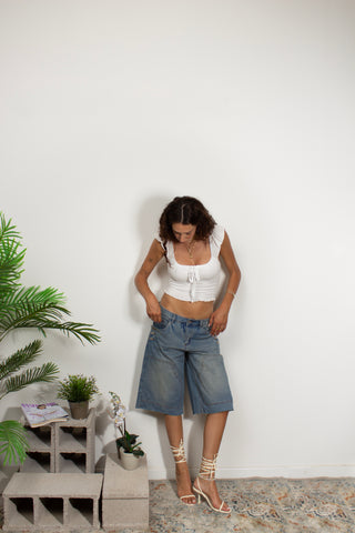Jort bermuda in denim - DENIM BLU