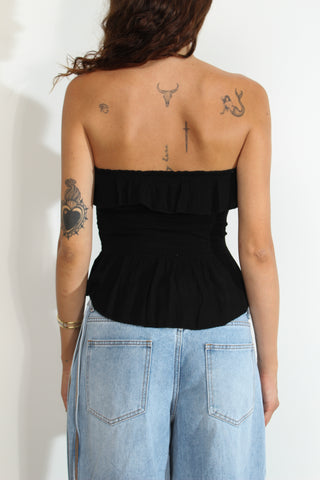 Top a fascia con volant - NERO