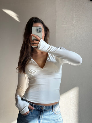 Top scollo V coppe inserite - PANNA