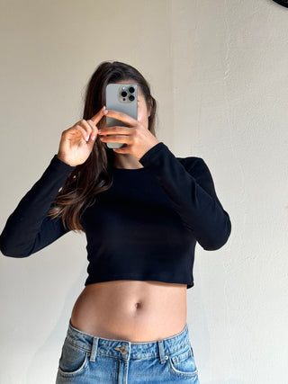 T-shirt crop M/L - NERO