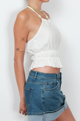 Top filze elastiche - BIANCO