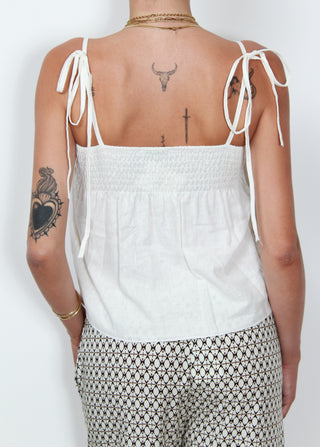 Top spalline p. smock - BIANCO