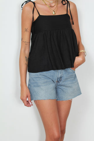 Top spalline p. smock - NERO
