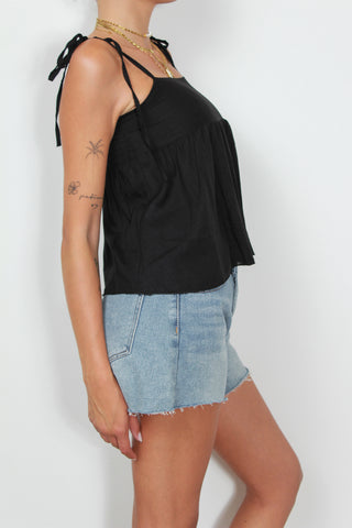 Top spalline p. smock - NERO
