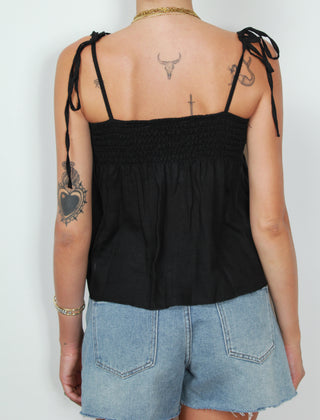 Top spalline p. smock - NERO