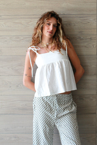 Top spalline p. smock - BIANCO