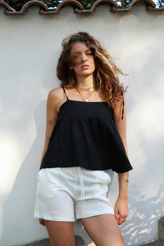 Top spalline p. smock - NERO