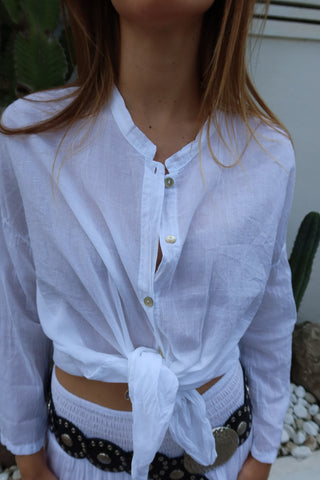 blusa collo coreana - BIANCO