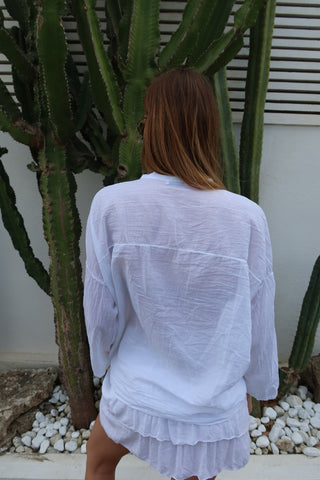 blusa collo coreana - BIANCO
