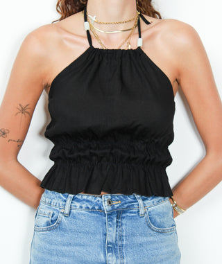 Top filze elastiche - NERO