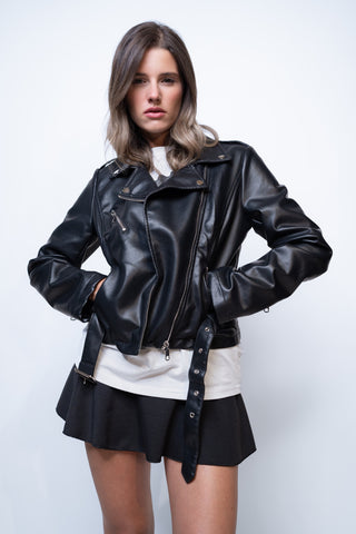 Biker effetto pelle - NERO