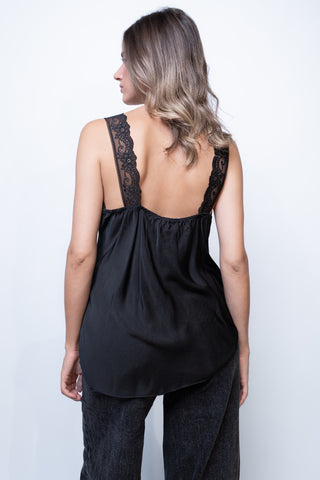 Top dettaglio pizzo - NERO