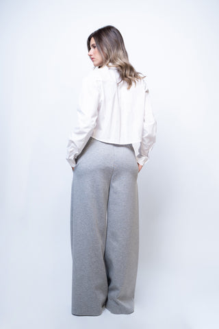 Pantalone wide leg felpa - GRIGIO