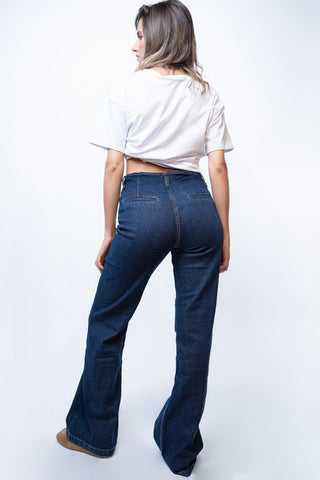 Jeans a campana vita bassa - RAW DENIM
