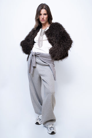 Pantalone barrel felpa - GRIGIO