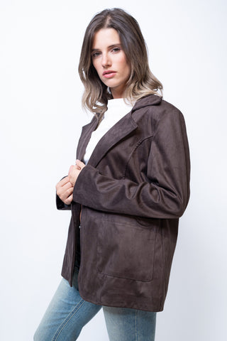 blazer effetto camoscio - marrone