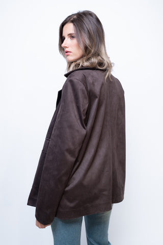 blazer effetto camoscio - marrone
