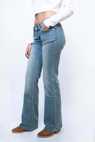 Jeans bootcut vita bassa - DENIM SABBIATO