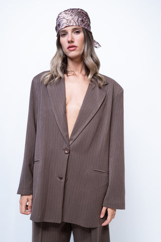 Blazer oversize gessato - MARRONE