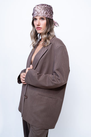 Blazer oversize gessato - MARRONE