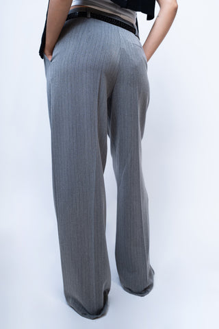 Pantalone tailored fit gessato - GRIGIO