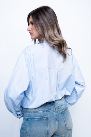 Camicia oversize oxford - CELESTE