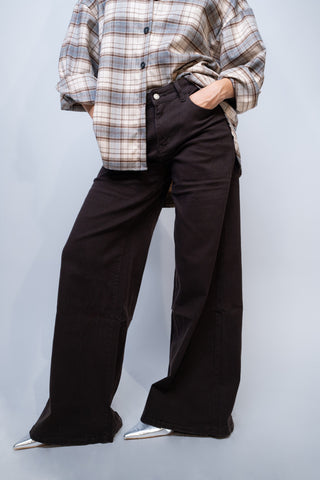 Jeans super ampio vita regolare - MARRONE