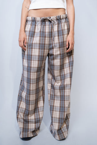 Pantalone ampio a quadri - BEIGE/MORO