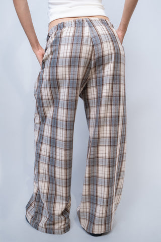 Pantalone ampio a quadri - BEIGE/MORO