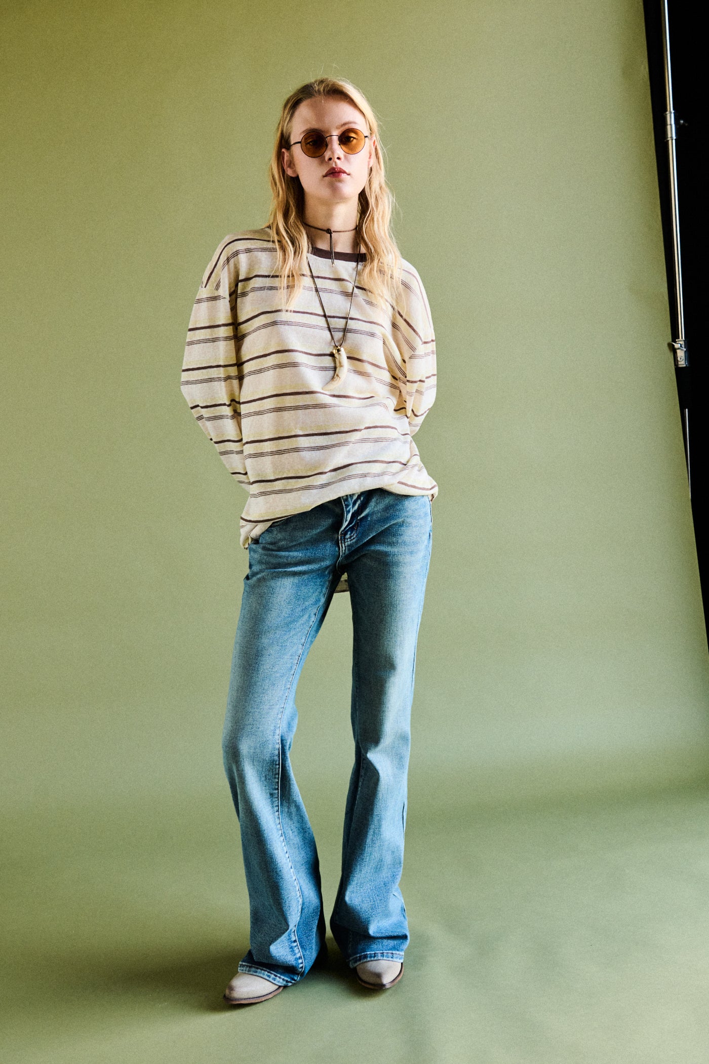 Jeans bootcut vita media - DENIM BLU