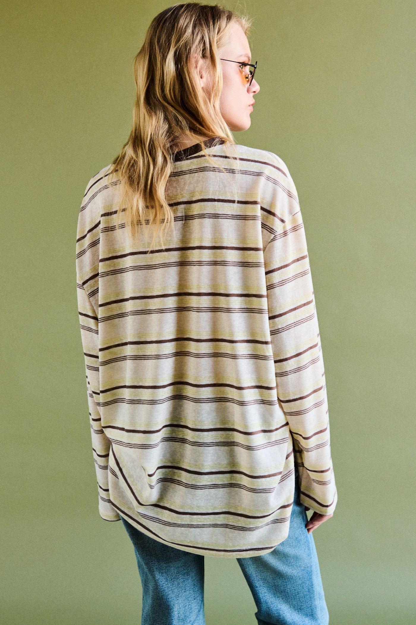 Maglia M/lunga rigata - MARRONE